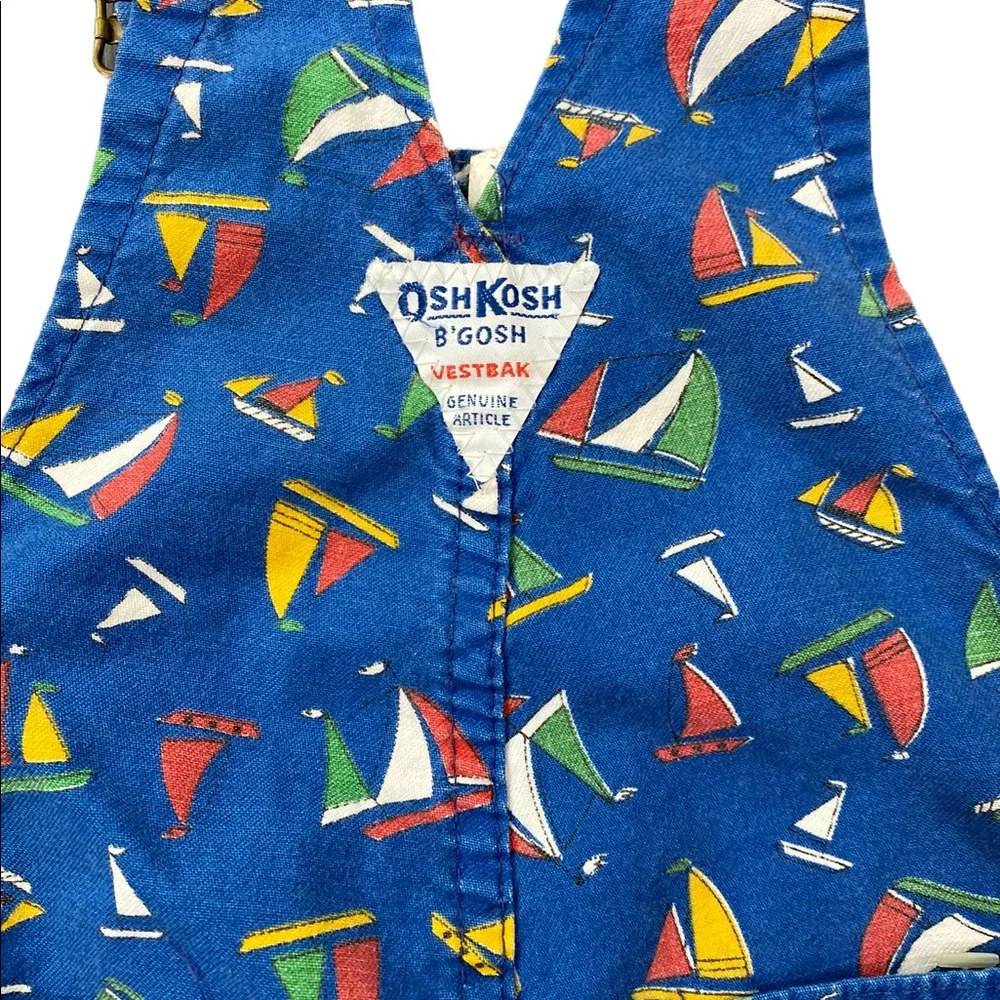 OSHKOSH B’GOSH Vintage RARE Vestbak Sailboat Overall Pants Size 24M
